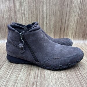 Skechers Relaxed Fit Bikers Zappiest Suede Leather Ankle Boot Women's 11 Brown